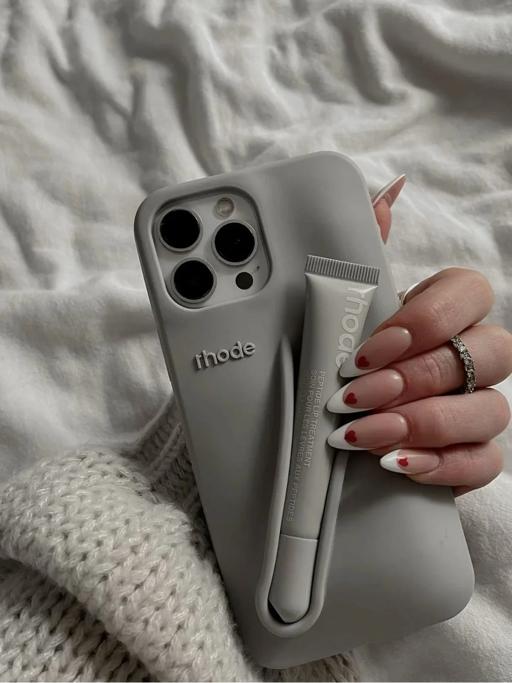RHODE Light Gray Silicone iPhone Case with Built-In Loop